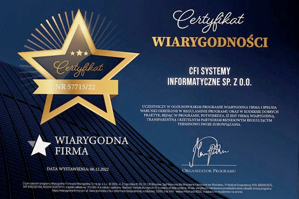 certyfikat wiarygodności